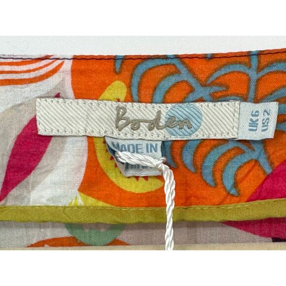 Boden Paisley Mini Dress Multicolor Orange 3/4 Sleeves Twee Bohemian Summer 2 - Picture 3 of 9